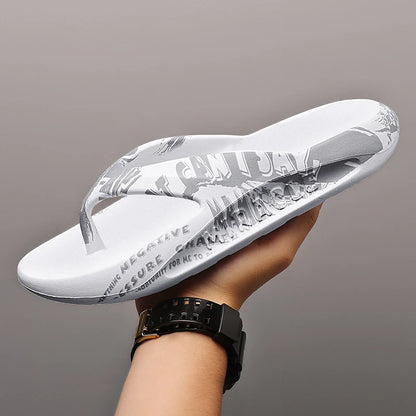 Printed male and female couples large size EVA high elastic flip-flops thick-soled lightweight slippers for outdoor beach shoes