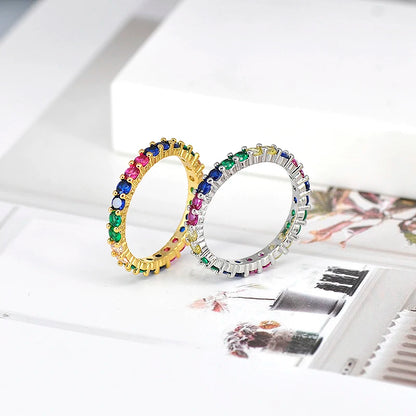 24K Gold Plated Colorful Crystal Gold Rings Turquoise Engagement Wedding Anniversary Ring Light Luxury Fashion Jewelry Gifts A40