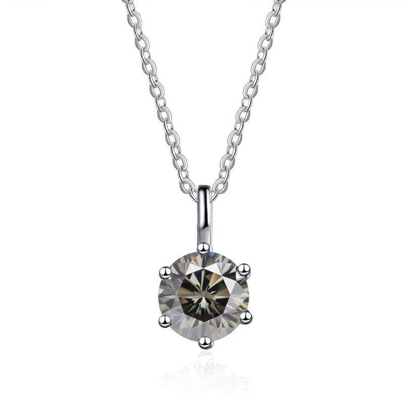 JOIAS HOME Silver S925 1ct D COLRO Moissanite Round Gemstone Pendant Necklace Simple and Elegant O-Chain Fashion Versatile
