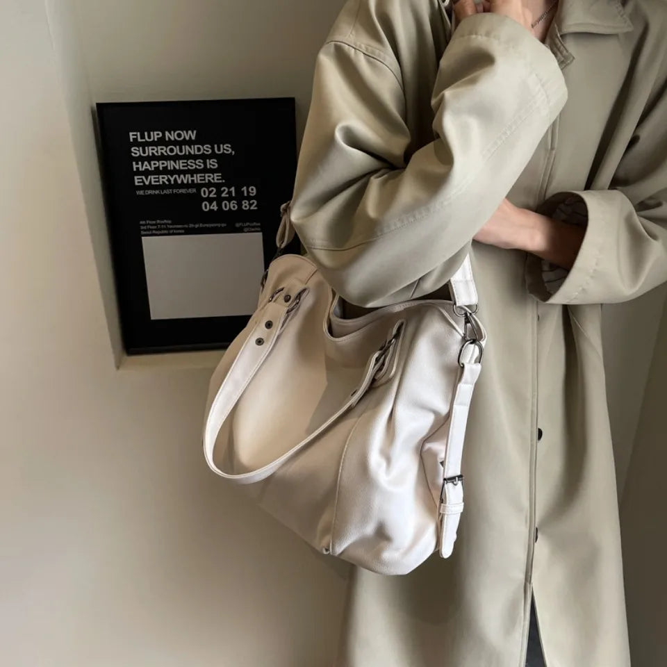 Women's Large Capacity Shoulder Casual Tote Bag Laptop Roomy Handbag Soft Leather Crossbody Business Black Big Bag A4 Sac A Main