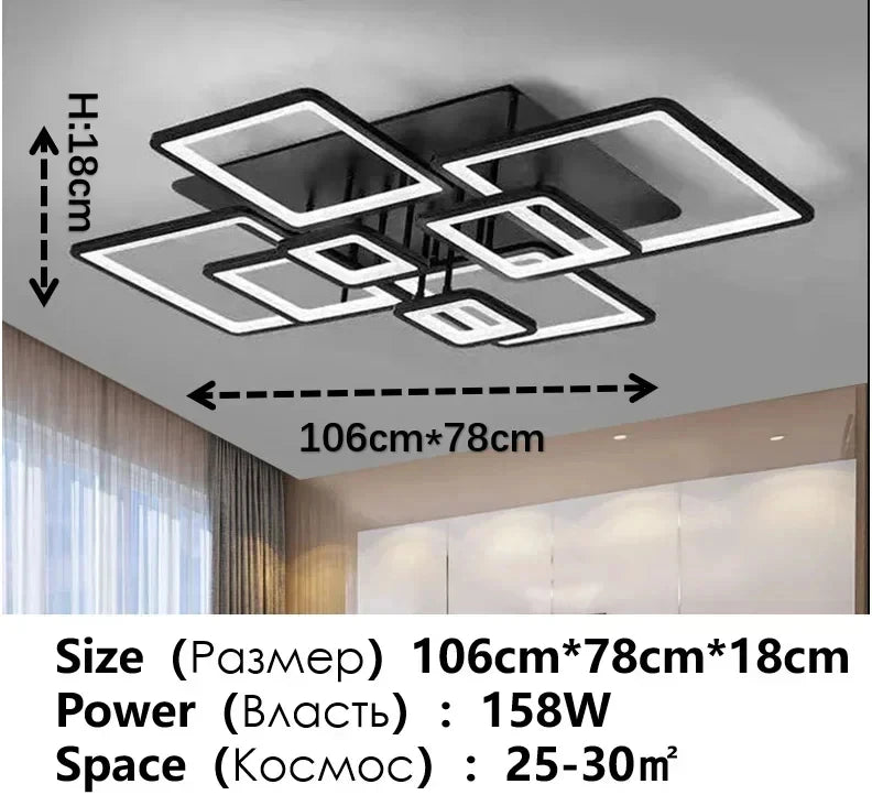 Creative Grid LED Ceiling Light Luxury Villa Hall Black Living Room Decor Dining Room Ceiling Chandelier Home Lustre Fixture