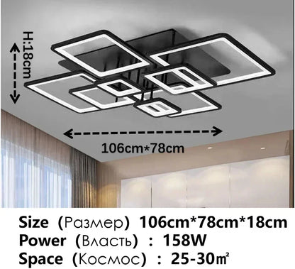 Creative Grid LED Ceiling Light Luxury Villa Hall Black Living Room Decor Dining Room Ceiling Chandelier Home Lustre Fixture