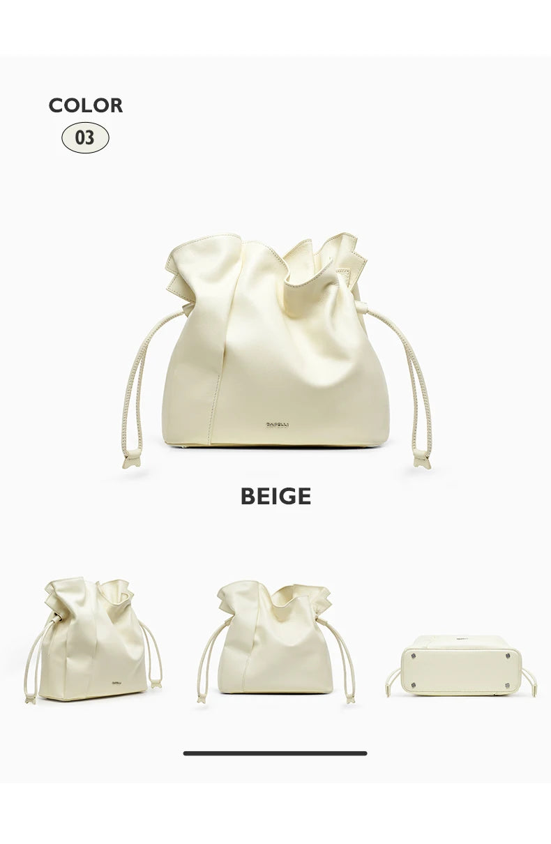 BAFELLI 2026 NEW WOMEN'S BAG LEATHER CASUAL BUCKET HANDBAGS FOR FEMALE TREND FASHION SHOPPER PURSE LUXURY BRAND SHOULDER