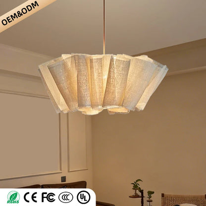 Wabi Sabi Chandelier Handmade Fabric LED Pendant Lights Vintage Living Room Study Clothes Shop Restaurant Designer Hanging Light