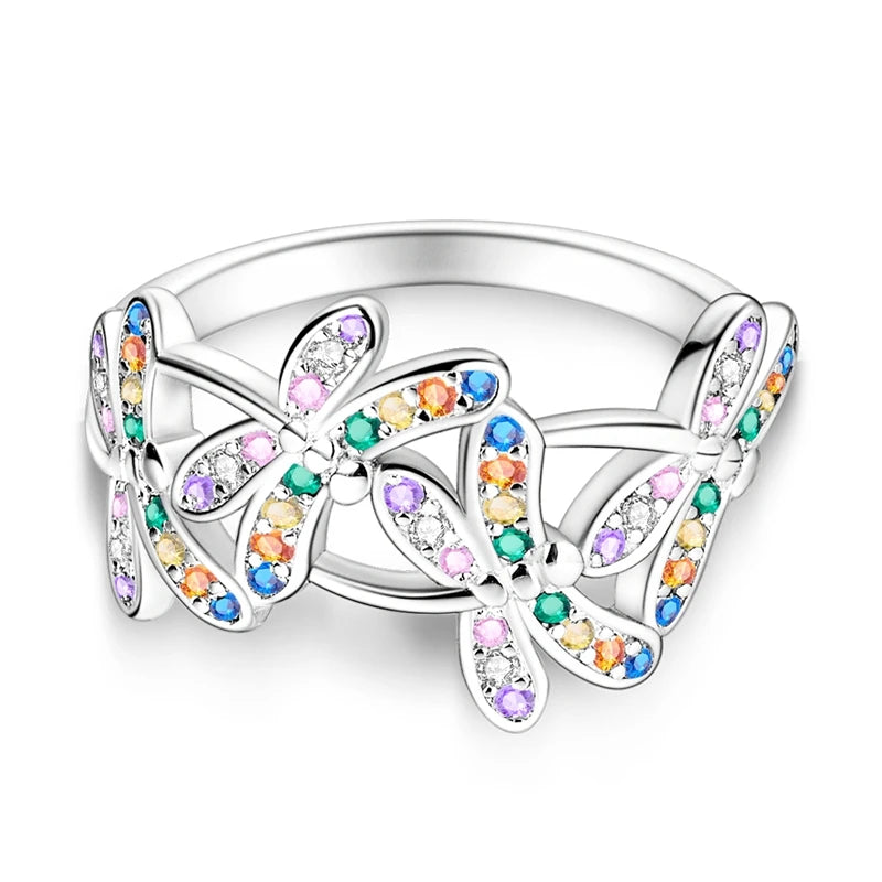 LAZA 925 Sterling Silver Colorful Rings Sparking Zirconium Bowknot Moon Sun Original Ring For Women Anniversary Wedding Gifts