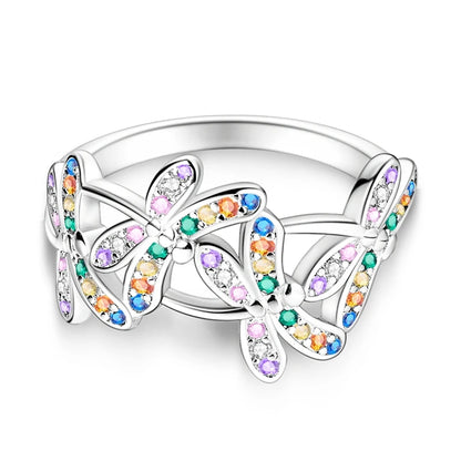 LAZA 925 Sterling Silver Colorful Rings Sparking Zirconium Bowknot Moon Sun Original Ring For Women Anniversary Wedding Gifts