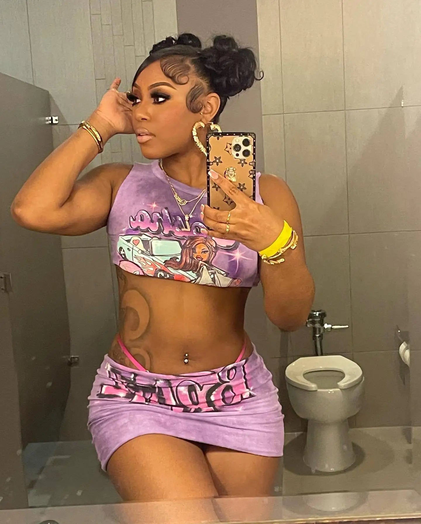 Sexy Y2K 2 Piece Skirt Sets Clothes Outfit 2023 Streetwear Fashion Dress Summer Crop Graphic T Shirts Top Women Two Piece Set