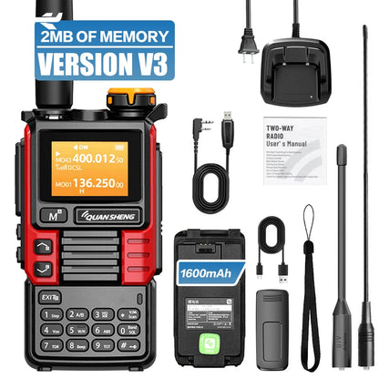 QUANSHENG UV-K5(99) V3 Walkie Talkie 2MB Memory 50-600MHz Air Band RX 5W Two Way Radio Type-C Wireless Copy Custom Firmware