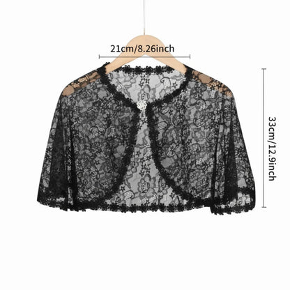 Floral Lace Lace Shoulder Wrap Thin Fabric Hollow Out Bridal Shawl Floral Pattern Diamond Embedded Wedding Capelet Bridal