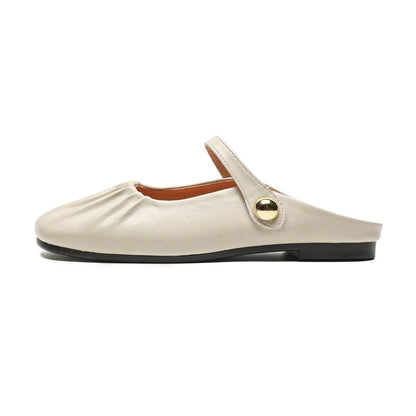 Women Closed Toe Mule Slippers Outdoor Wear Summer Silver One Strap Flat Beach Sandals Elegant Casual Daily Fashion Footwear