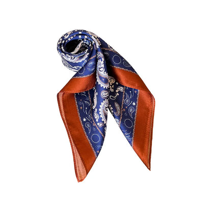 100% Mulberry Silk Square Scarf 53x53cm Royal Blue Paisley Print Neck Scarf Headband Bag Ribbon Vintage Elegant Gift For Women