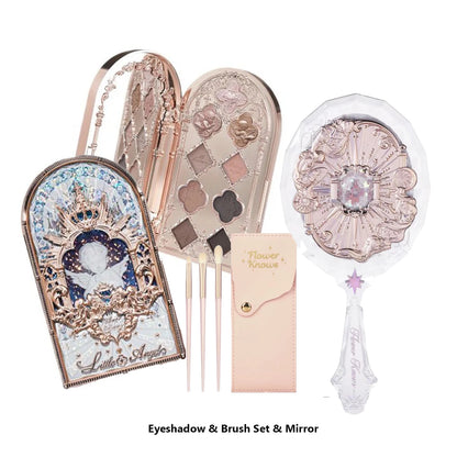 Flower Knows Little Angel Eyeshadow Palette Hand Mirror Brush Set Delicate Matte Glow Shimmer Flowerknows Edens Angel Eyeshadows