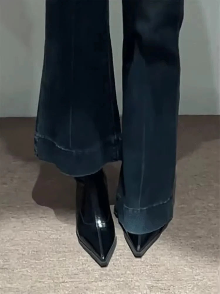2025 New Women's Ankle Boots Sexy Pointed Toe Woman Short Boots Fashion Causal Ladies Thin High Heel Boots Solid Color Stiletto