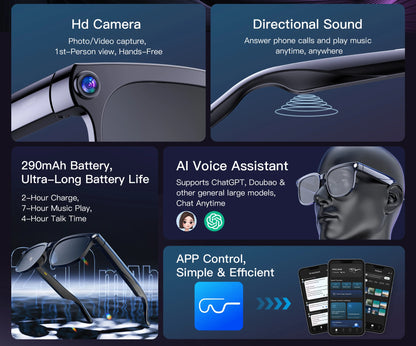 AI Smart Glasses 2026 New Men 800W Camera Color-Changing Translation Glasses Waterproof Call Photo Video Recording Sunglasses