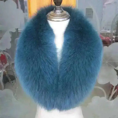 Natural Color Raccoon Fox Real Fur Collar Scarf Genuine Big Size Scarves Warp Shawl Neck Warmer Stole Muffler with Clip Loops #6
