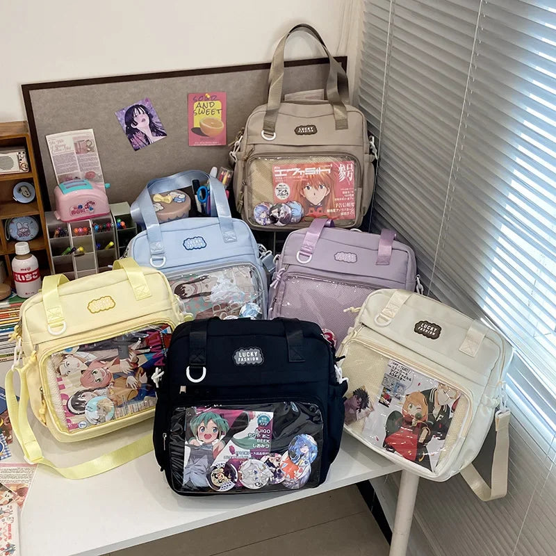 Y2K Japanese Preppy Style Shoulder Crossbody Bag New Nylon School Bags for Teenage Girls Transparent Itabag Backpacks Ita Bag