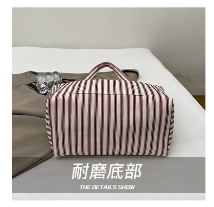Contrast Color Stripes Women Shoulder Bags Versatile Ladies Large Capacity Tote Bag Lightweight Portable Female Shopping Handbag