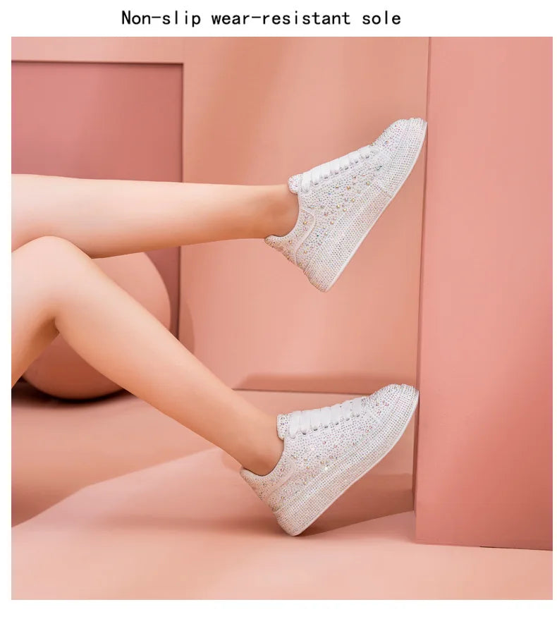 New Spring/Autumn Fashion Rhinestone Sparkling Low-Top Lace-up Casual Women's Shoes