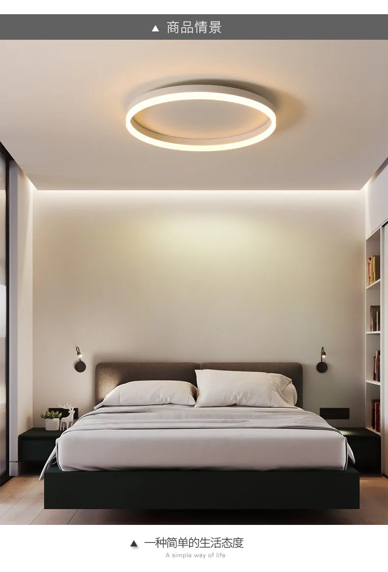 Modern Bedroom led Ceiling Lights Round Remote Control Dimmable led Living Room Ceiling Light White/Black Indoor Ceiling Lights