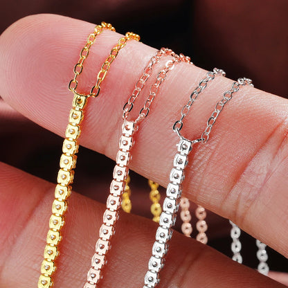 Onnelik 0.03CT 2MM*35PCS Round Moissanite Necklace 925 Sterling Silver White/Yellow/Rose Gold Plated Fine Jewelry Gift for Women