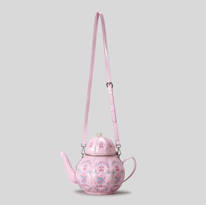 Creative Vintage Printed Teapot Design Women Handbags Pearls Chains Shoulder Bag Designer Luxury Crossbody Bag Small Buckets Bag