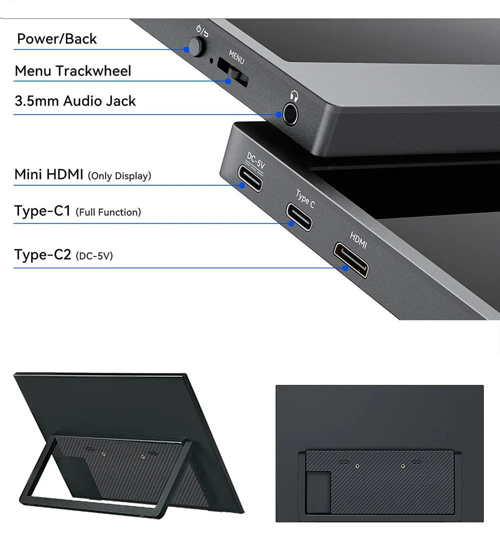 13.3-inch Touch Screen Portable Gaming Monitor Laptop Screen Extender FHD 1920x1200P IPS Touchscreen Monitor With Dual Speaker