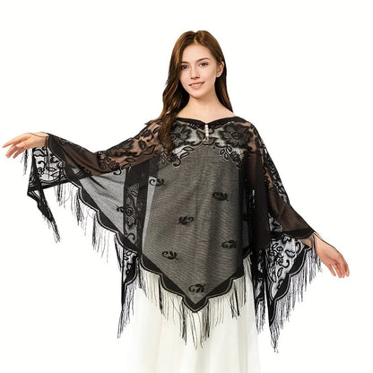 New Embroidery Lace Scarf Shawl Floral Triangular Veil Shawl For Women Party Scarf Wedding Poncho Stoles Ladies Headband Wraps