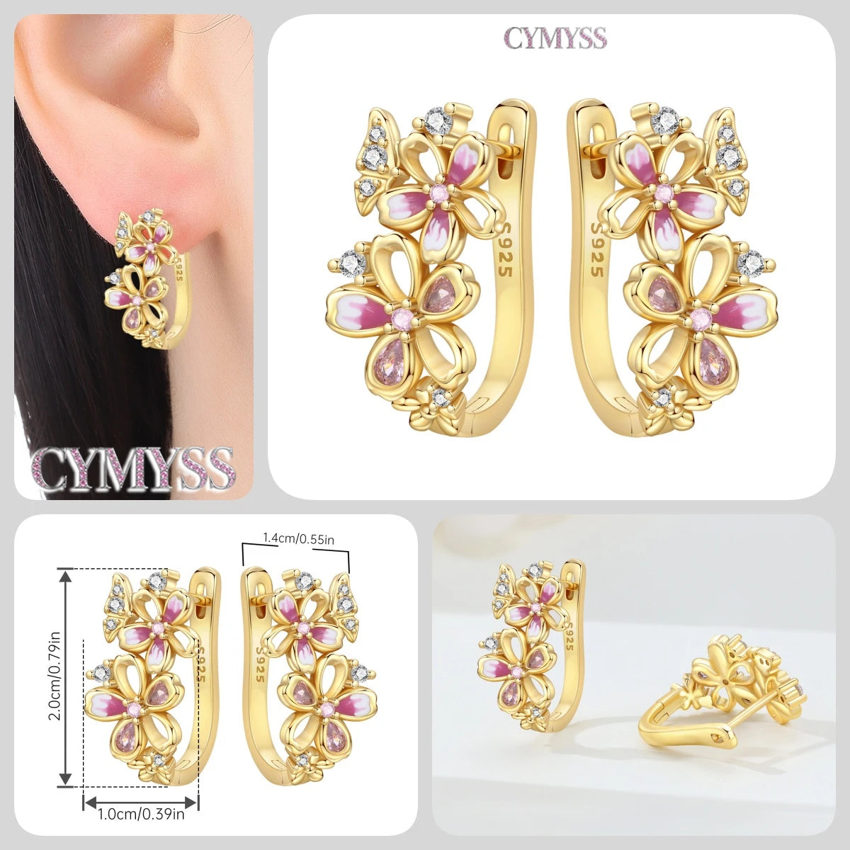 Original 925 Sterling Silver Heart Vintage Luxury Earrings Fashion 18K Gold Hoop Earrings for Women Piercing Jewelry Aretes 2026