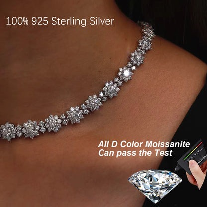 BXINY Luxury Sunflower Moissanite Jewelry Set Necklace&Bracelet 100% S925 Silver Certified Diamond for Women Bride Wedding Gifts