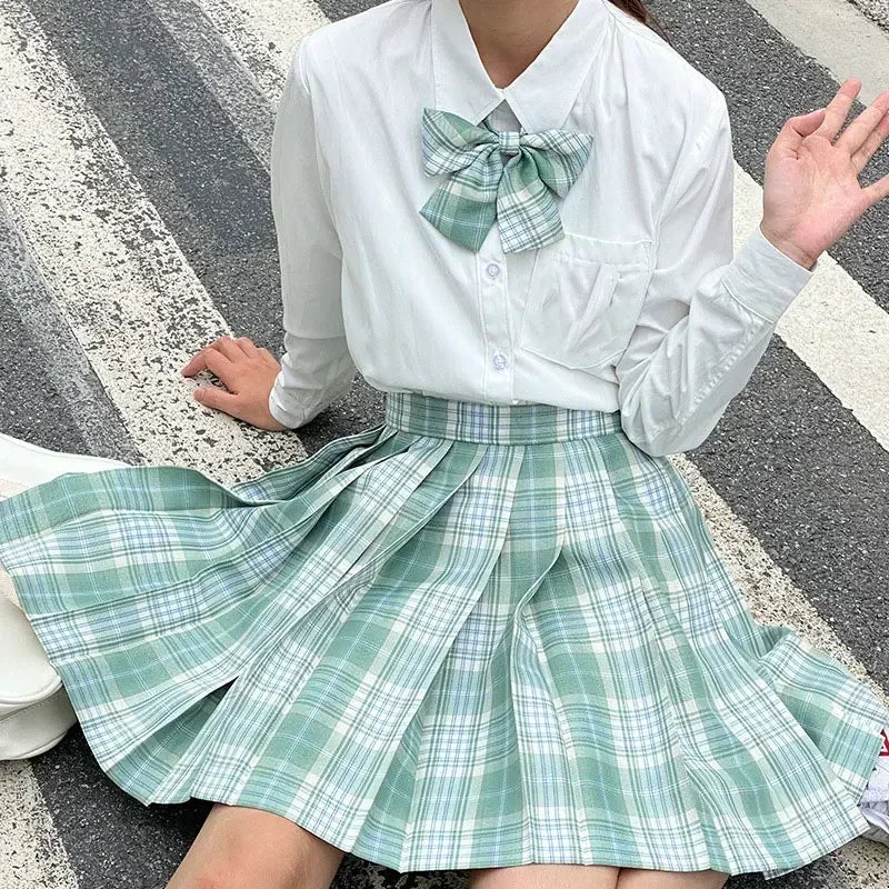 Japanese Bow Tie Skirt Set Student Pleated Skirt Jk Uniform Korean School Sexy Girl Preppy Style Seifuku Japanese School Uniform