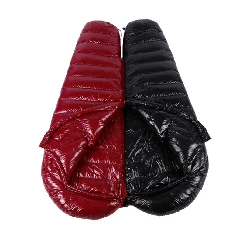 Upgraded High-grade White Goose Down Camping Sleeping Bag with Water Repellent Treatment Warm Insulated Fit for Cold Weather
