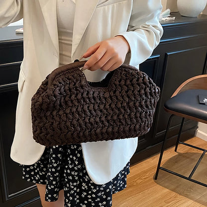 New Summer Beach Bag for Women Clutch Bag Luxury Designer Straw Bags Tote Handbag Fashion Woven Rattan Female Travel Purse