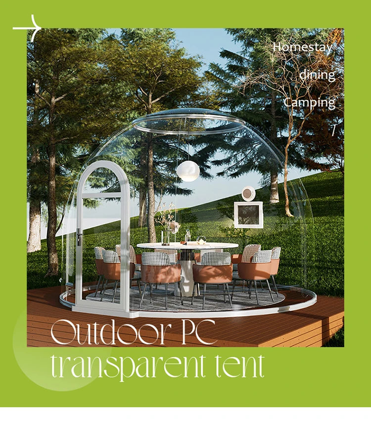 Prefab Polycarbonate Winter Geodesic Clear Dome Tent Green Dome House