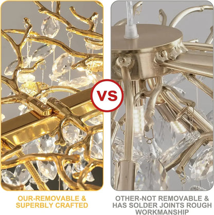 Modern Chrome Crystal Ceiling Chandelier Round Branch Crystal Chandeliers For Dining Living Room Bedroom Kitchen Fixture