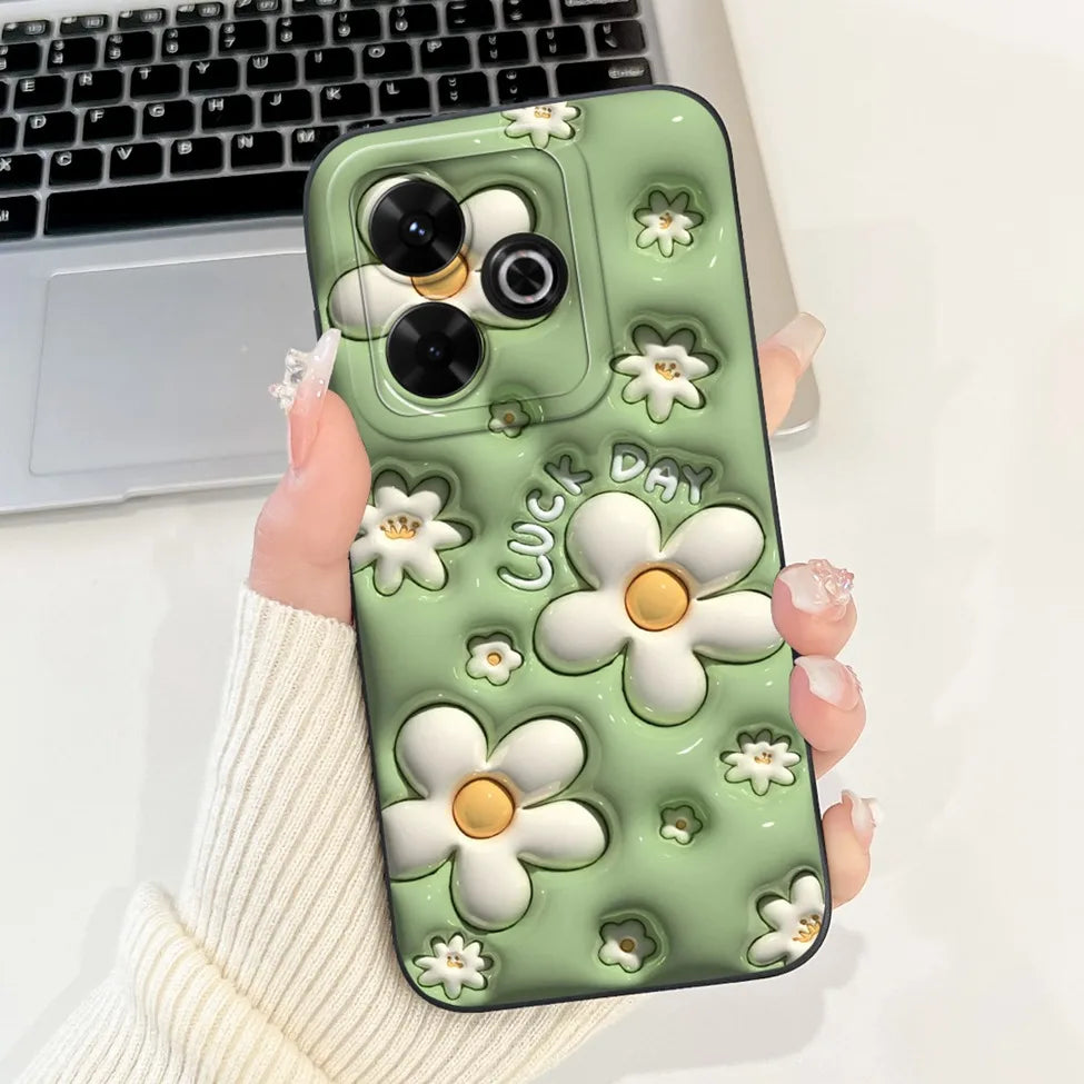 Casing For Redmi 13 Case 13 5G Cute Cat Fashion Luxury Flowers Silicone Shockproof Back Cover For Redmi 13 5G Phone Case Bumper