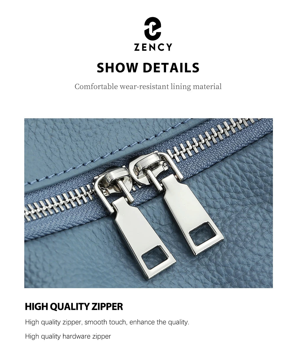 Zency Women's Genuine Leather Backpack High-Quality School Bag Travel Female Shopper Shoulder Satchel Rucksack Commuter