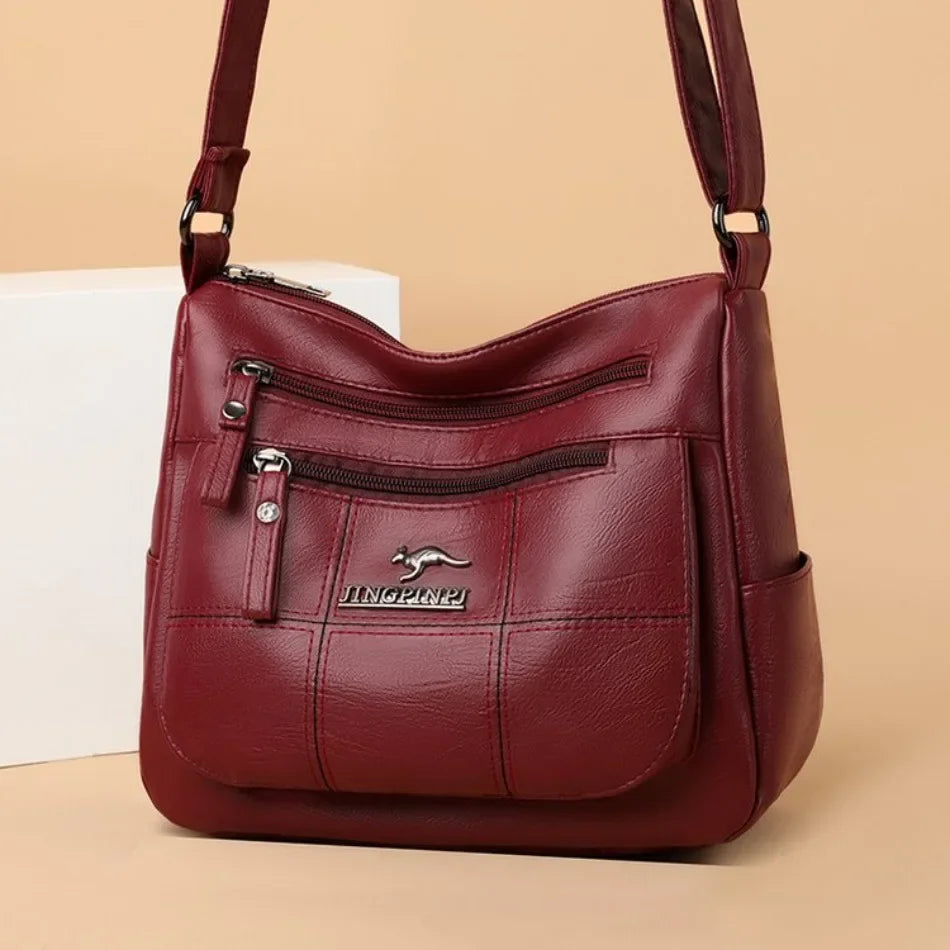 Genuine Soft Pu Leather Handbags for Women Vintage Shoulder Tote Bag Luxury Designer Ladies Large Capacity Purse Bags Sac A Main