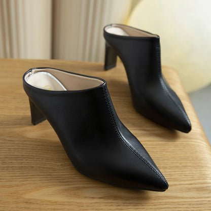 2022 Spring Summer Women Designer Shoes Pointed Toe Mules Slippers Ladies Luxury Brand High Heel Sandals