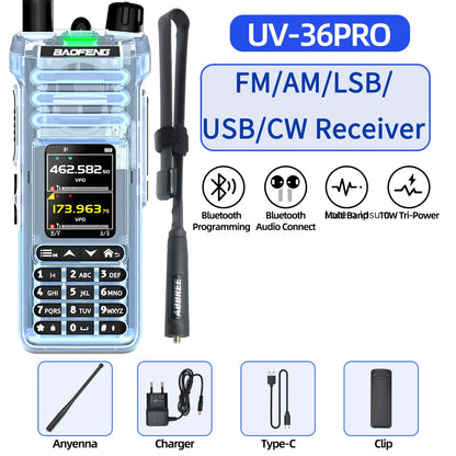 BAOFENG UV‑36 PRO Walkie Talkie 10W High Power Dual Mode Bluetooth Programming Shortwave Receive Two Way Radio FM Handheld Radio