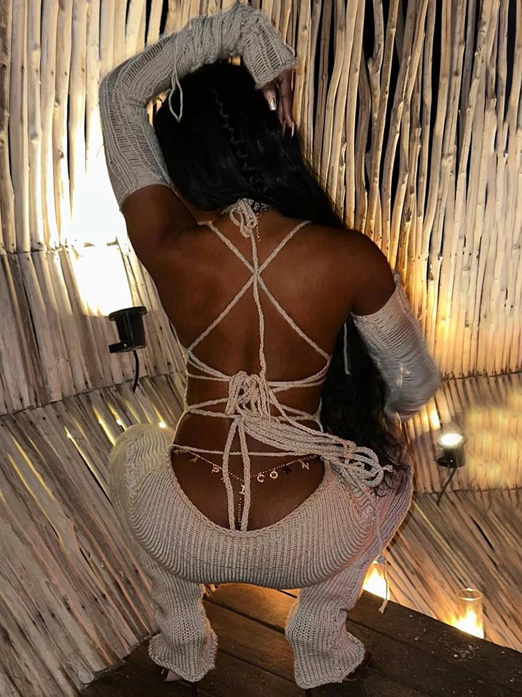Sisterlinda Fashion Trend Y2K Jumpsuits Women Patchwork Sleeve Bandage Stretch Hipster One Piece Overalls Female Streetwear 2023