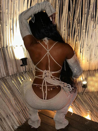 Sisterlinda Fashion Trend Y2K Jumpsuits Women Patchwork Sleeve Bandage Stretch Hipster One Piece Overalls Female Streetwear 2023