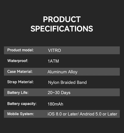 VALDUS VITRO ECG Smart Bracelet Heart Rate Blood Pressure Waterproof Long Battery Life Fitness SOS 2026 New NO Screen Smartwatch