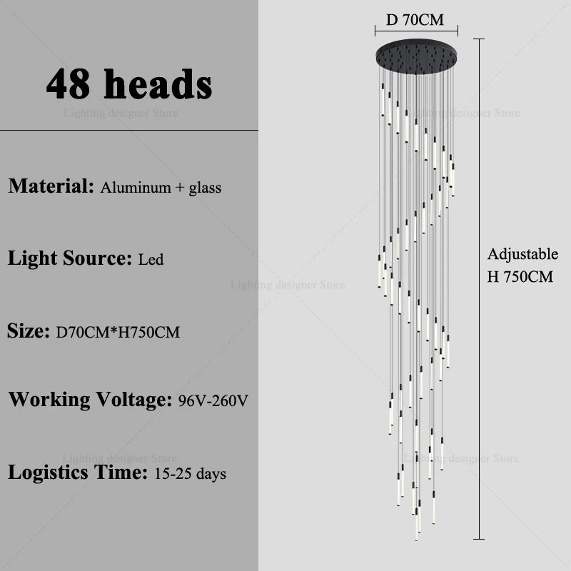 Modern Lighting Long Staircase Pendant Light Ceiling Chandelier hanging lights Stair Chandelier