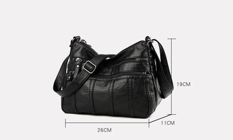 Fashion Soft Leather Crossbody Bags for Women 2026 Casual Female Multi Pocket Messenger Bags Retro Handbags Ladies Shoulder Bags