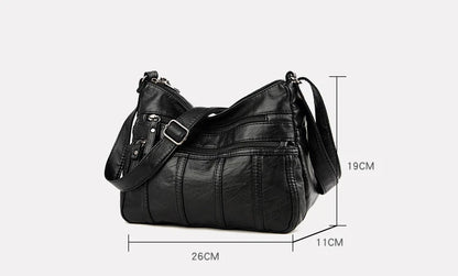 Fashion Soft Leather Crossbody Bags for Women 2026 Casual Female Multi Pocket Messenger Bags Retro Handbags Ladies Shoulder Bags