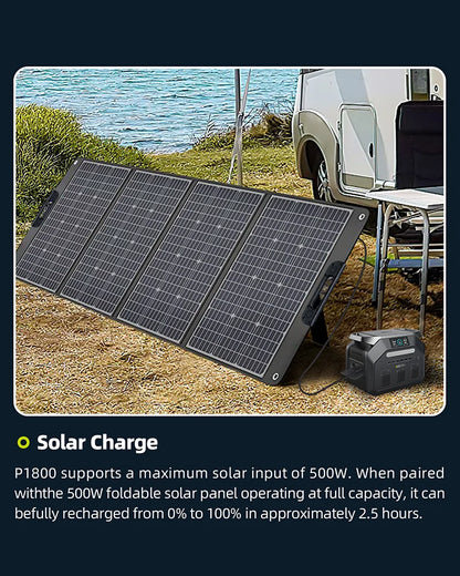 IEE P1800 Portable Power Station 1800W(3600W Surge) 1024Wh EV Grade LiFePO4 Battery Solar Generator, 220V EU Socket Pure Sine Wave, WiFi App Monitor, UPS Uninterruptible Power Supply for Outdoor Camping Road Trip Home Power O