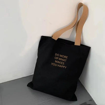 Trendy Canvas Tote Bag High Capacity Eco Reusable Bag Shopper Bags Girl Power Shoulder Strap Underarm Bags for Ladies