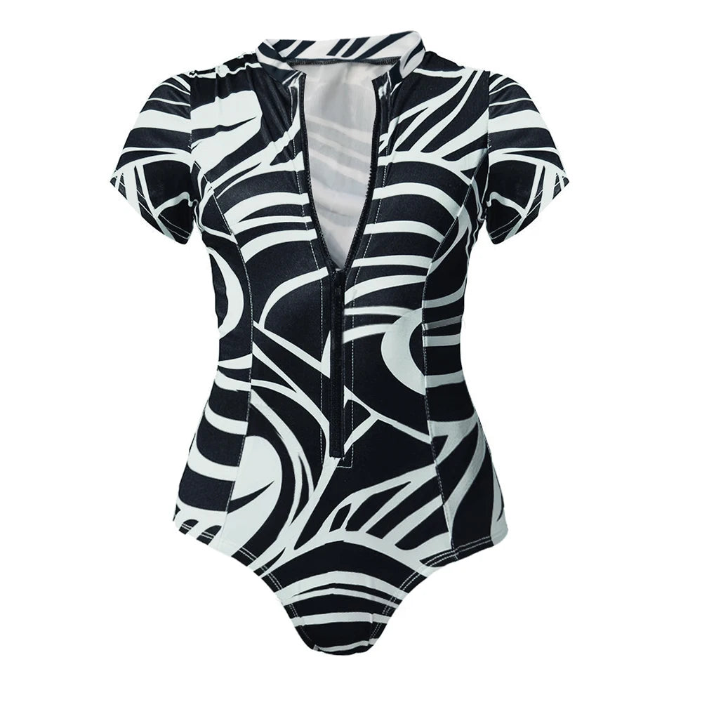 2026 Surfing Sport Swimsuit Long Sleeves Women One Piece Swimsuit  Swimwear Solid Monokini Bathing Suit Tropical Bodysuit Female
