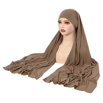 Crystal Hemp Women's Hijab Solid Color Muslim Ladies Turban Soft Elastic Headscarf Middle Eastern Head Wrap Head Scarf