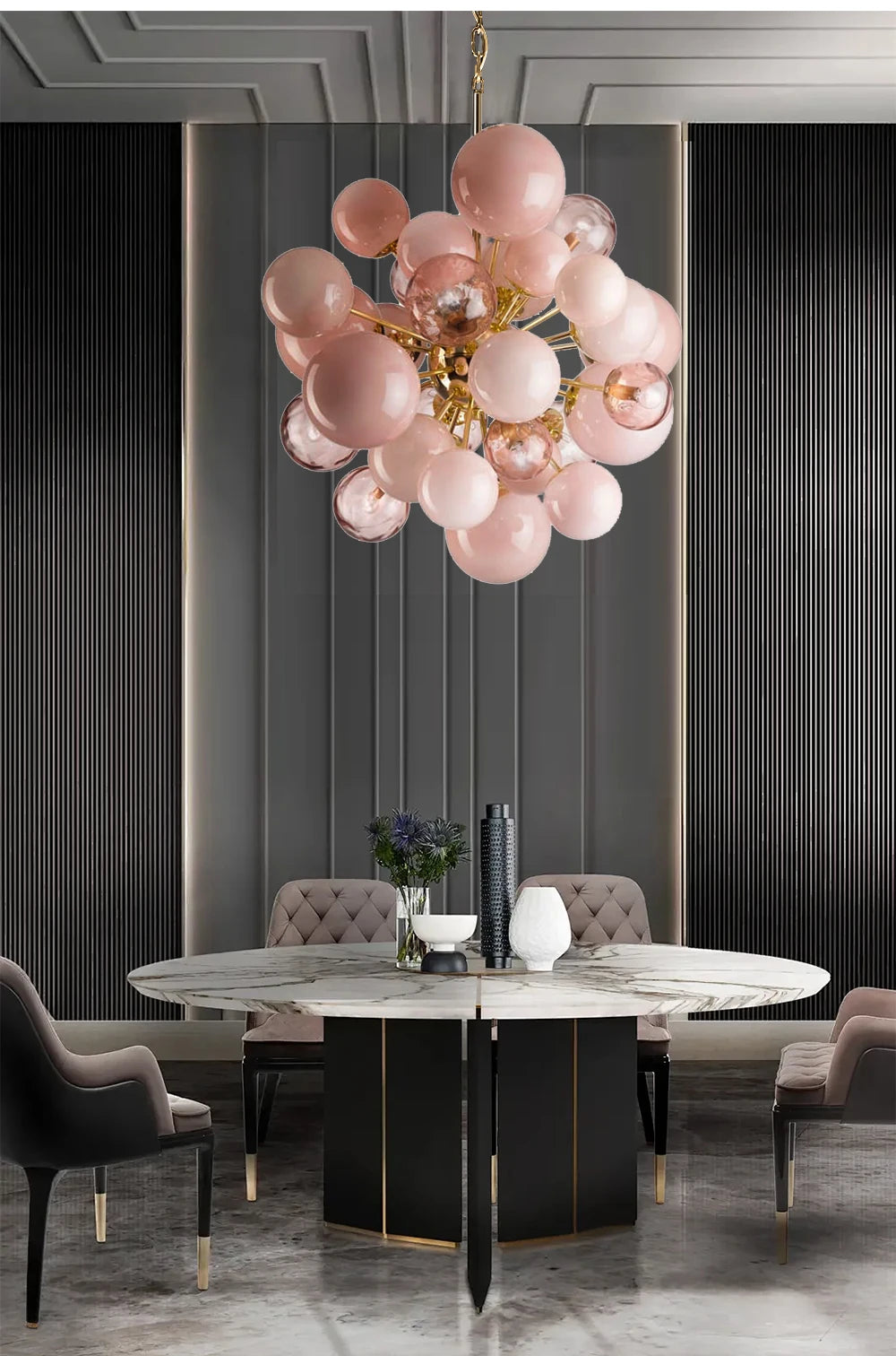 Dreamy Pink Glass Bubble Pendant Lights LED Home Decor Ceiling Lamp Indoor Hanging Lighting Fixture for Living Room